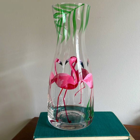Pier 1 Fannie Flamingo Hand Painted Carafe- great condition - Picture 4 of 10